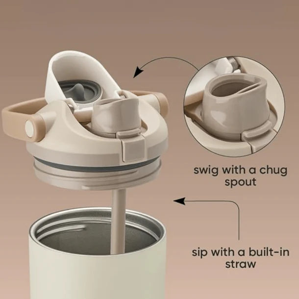 Stainless Steel Insulated Bottle with Secure Lock Lid and Straw(1200ml)