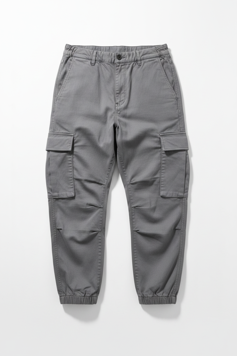 Grey Cotton Cargo Pants
