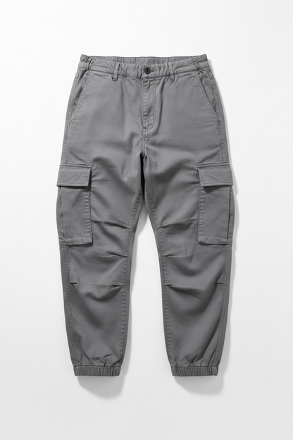 Grey Cotton Cargo Pants
